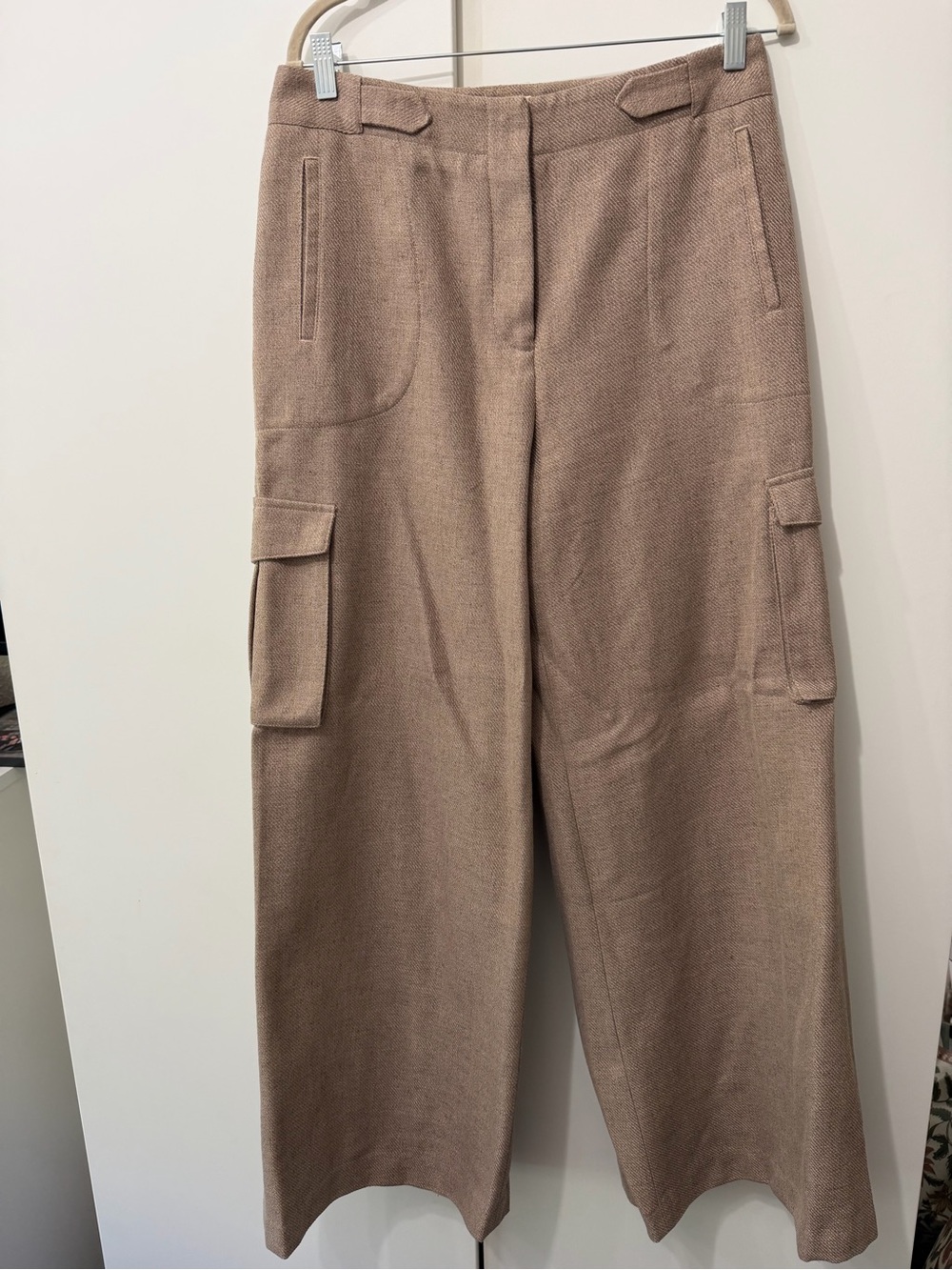 Ronny Kobo Collection Wide-Leg Cargo Trousers in Taupe